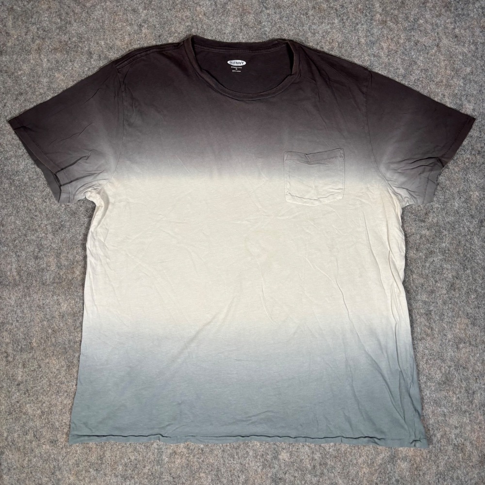 Old‎ Navy Pocket T-Shirt Mens XL Grey White Blue Ombre Garment-Dyed Tee